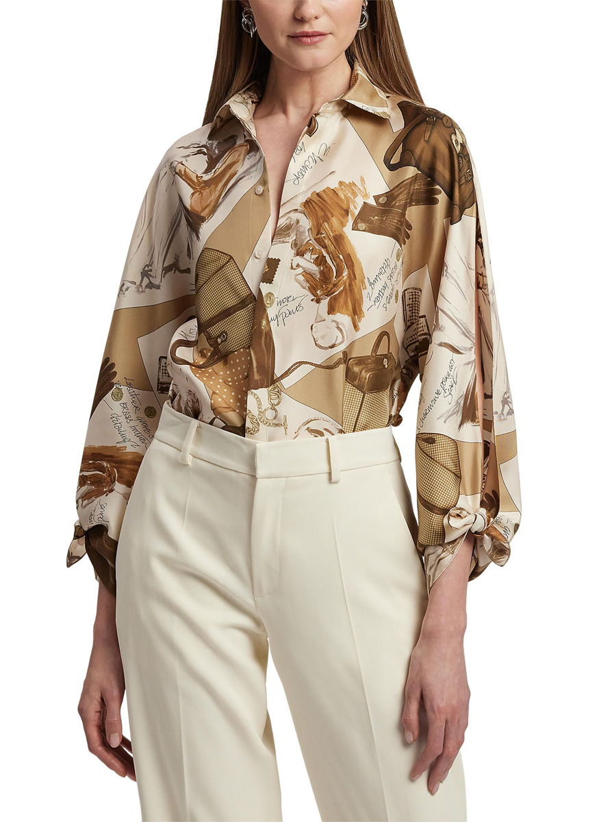 Karen Diary-Print Silk Twill Blouse - Ralph Lauren Collection