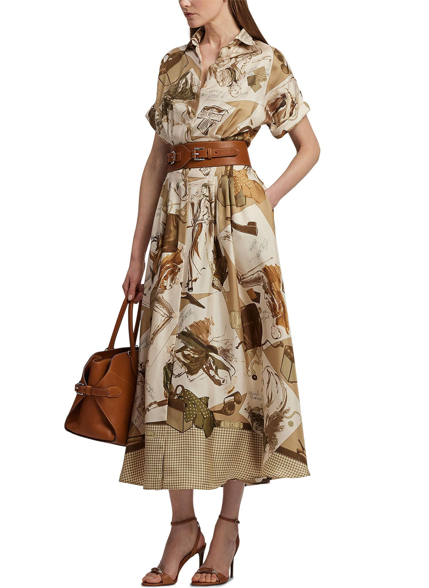 Double-Buckle Calfskin Wide Waist Belt - Ralph Lauren Collection