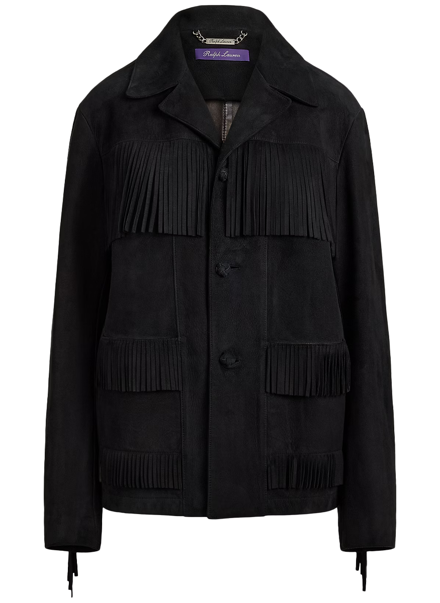 Perce Fringe-Trim Lamb-Suede Jacket