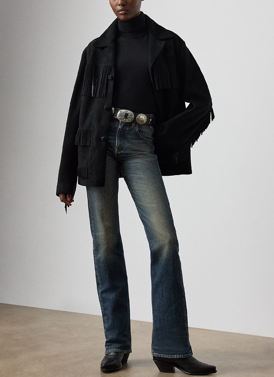 Perce Fringe-Trim Lamb-Suede Jacket