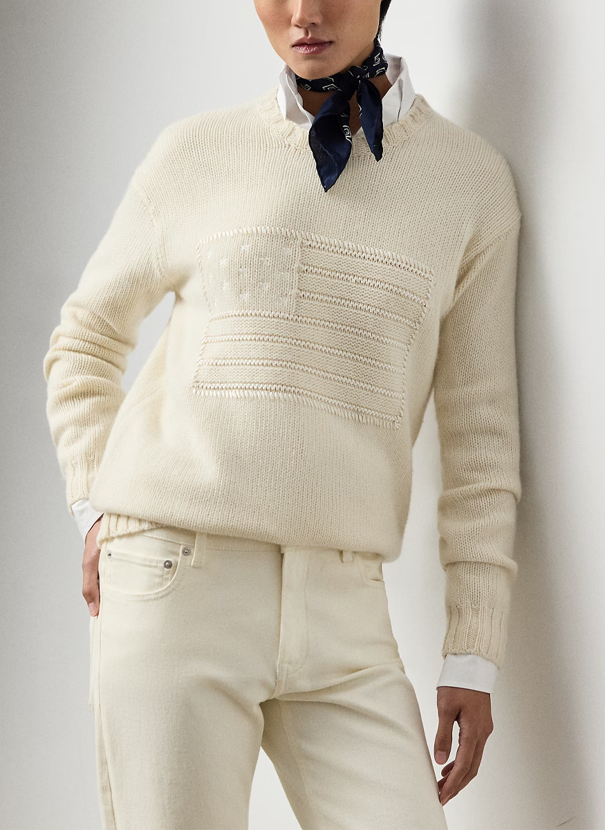 Flag Cashmere Crewneck Sweater - Ralph Lauren Collection