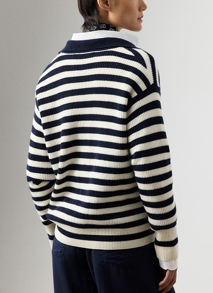 Striped Cashmere Polo Sweater - Ralph Lauren Collection