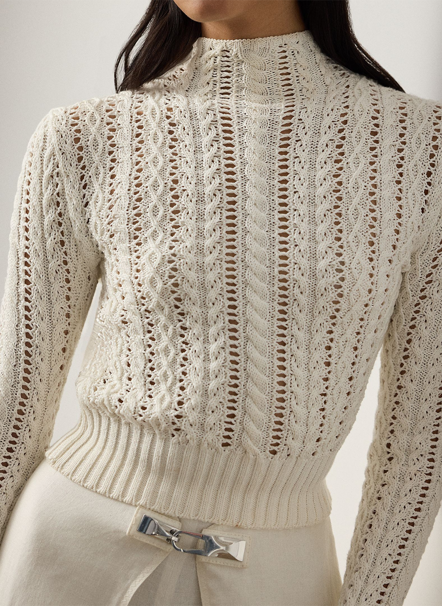 Cotton-Silk Funnelneck Sweater - Ralph Lauren Collection