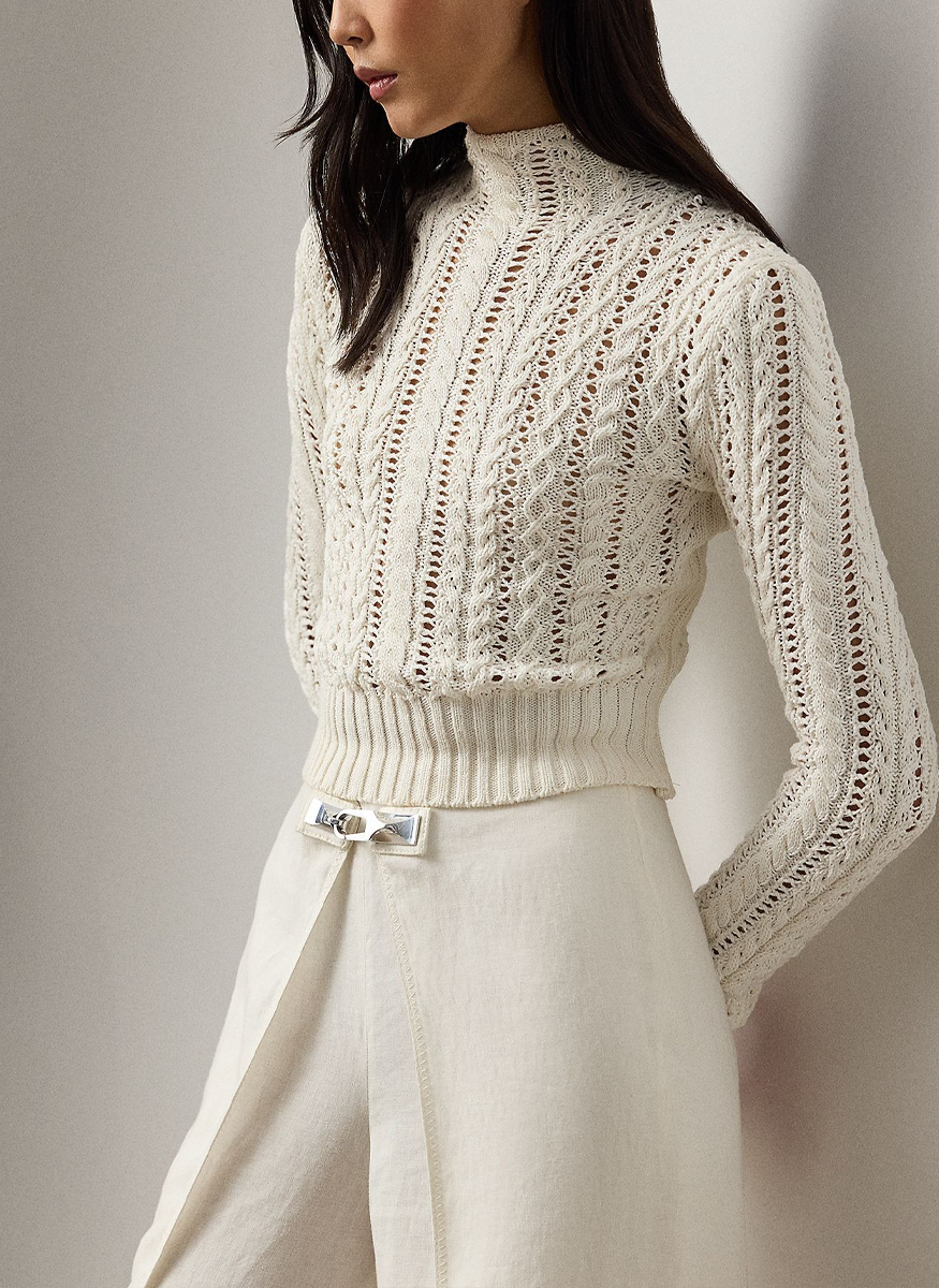 Cotton-Silk Funnelneck Sweater - Ralph Lauren Collection