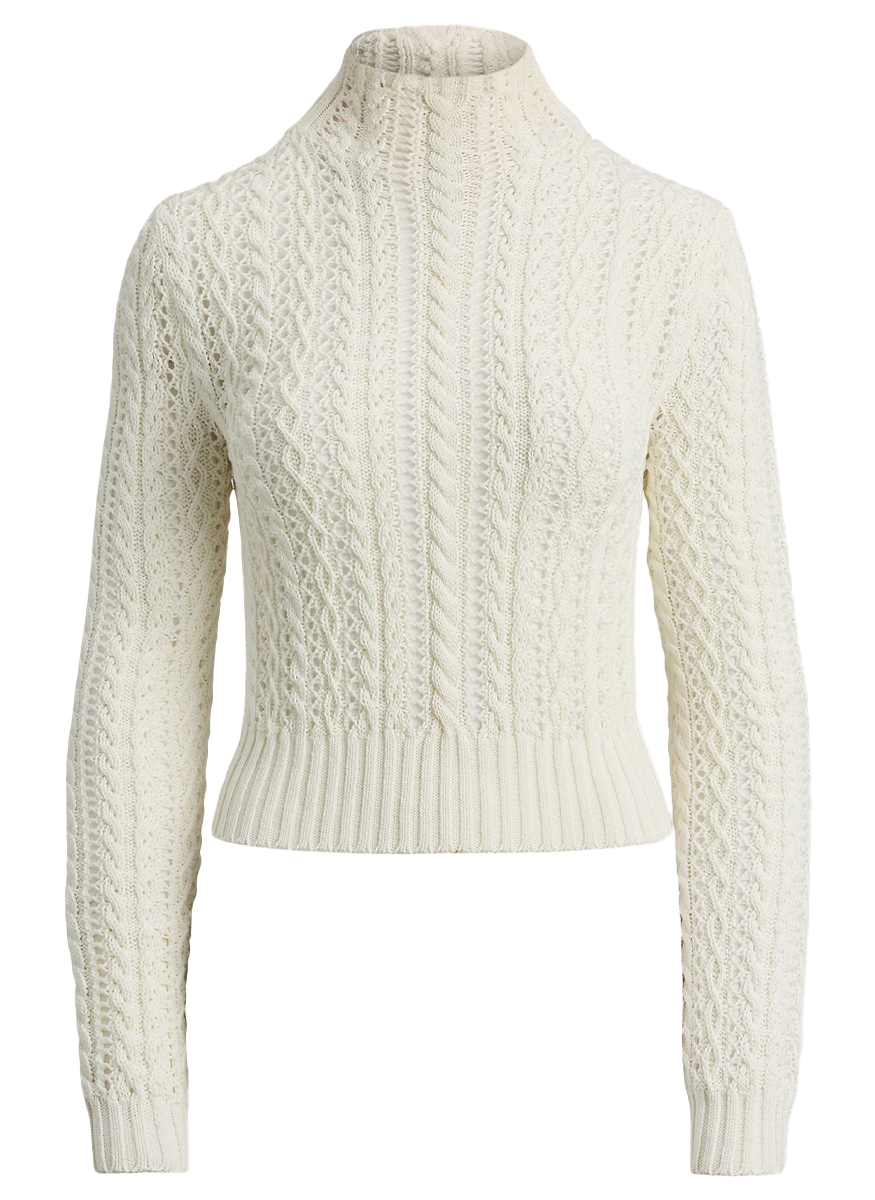 Cotton-Silk Funnelneck Sweater