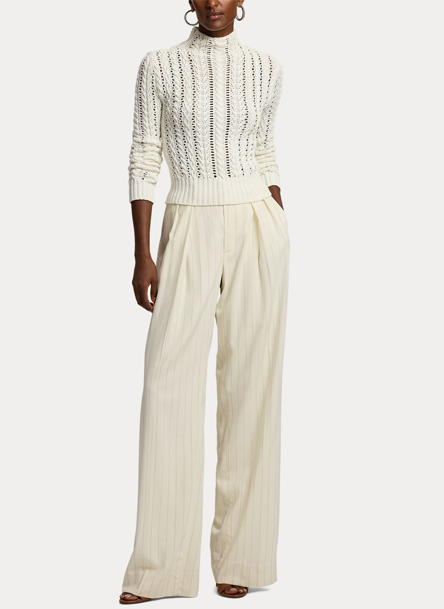 Cotton-Silk Funnelneck Sweater