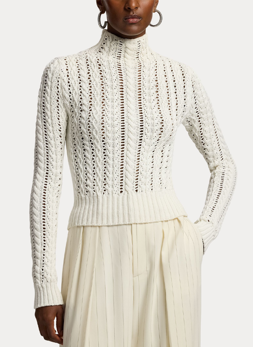 Cotton-Silk Funnelneck Sweater - Ralph Lauren Collection