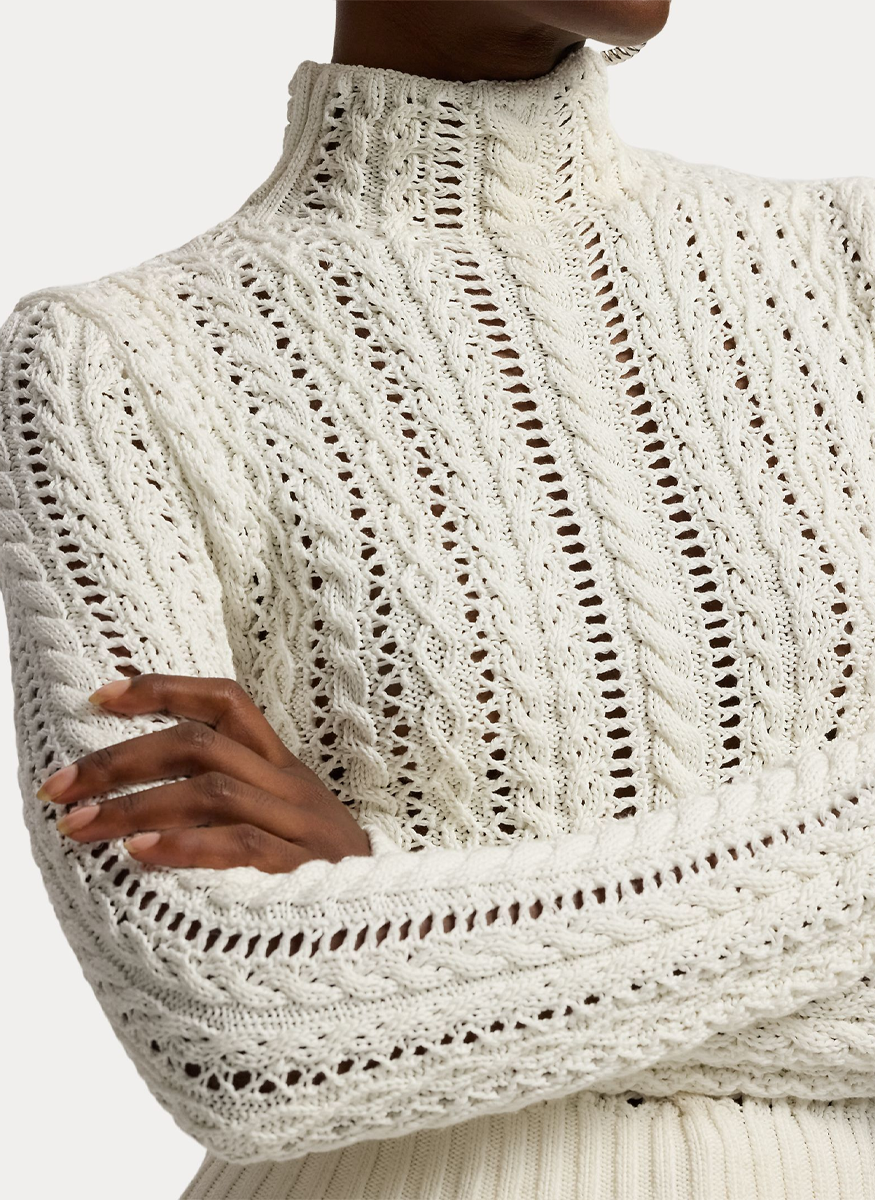 Cotton-Silk Funnelneck Sweater - Ralph Lauren Collection