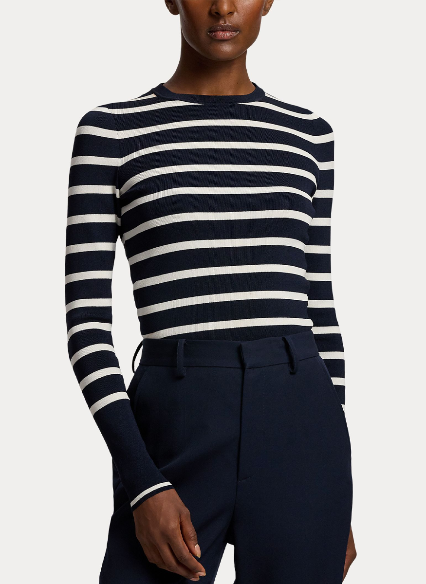 Striped Silk-Blend Crewneck Sweater - Ralph Lauren Collection