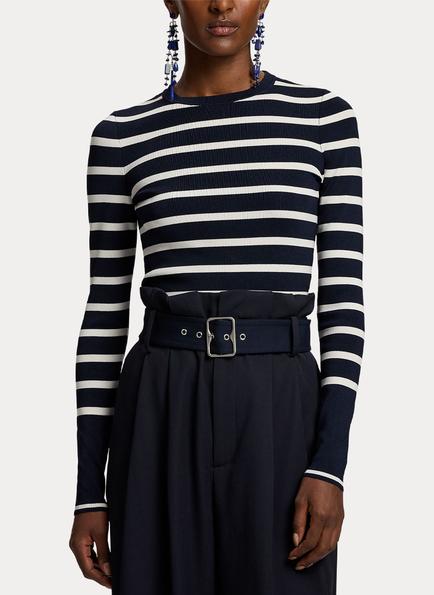 Striped Silk-Blend Crewneck Sweater - Ralph Lauren Collection