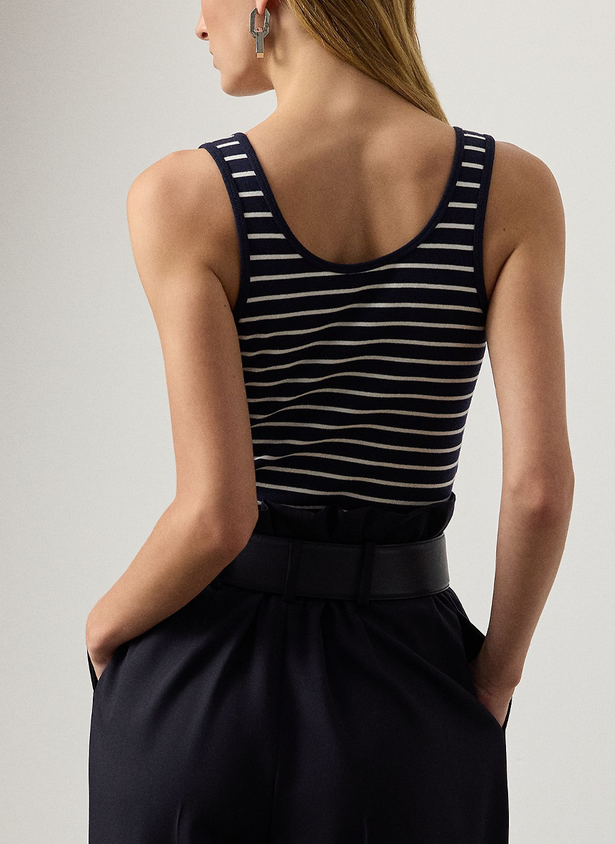 Ellis Rib-Knit Striped Tank Top - Ralph Lauren Collection