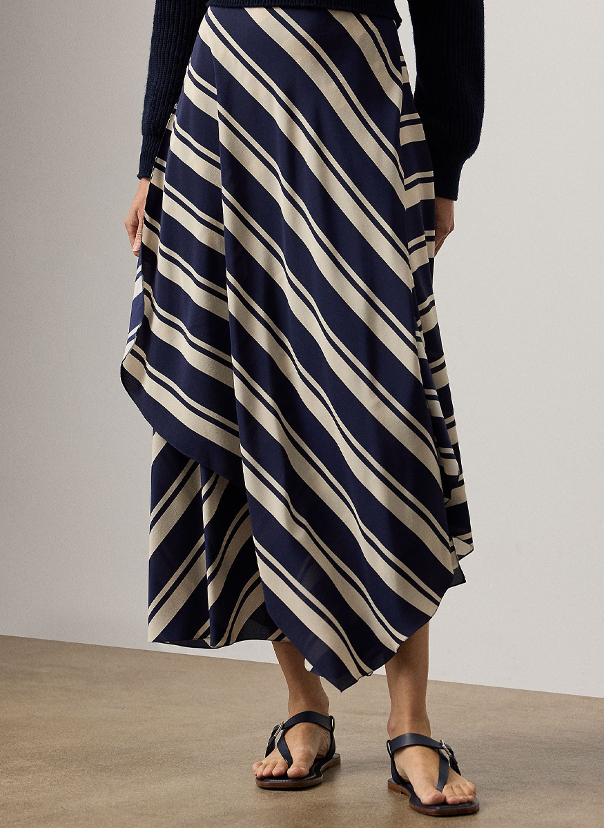 Tilda Striped Crepe De Chine Skirt - Ralph Lauren Collection