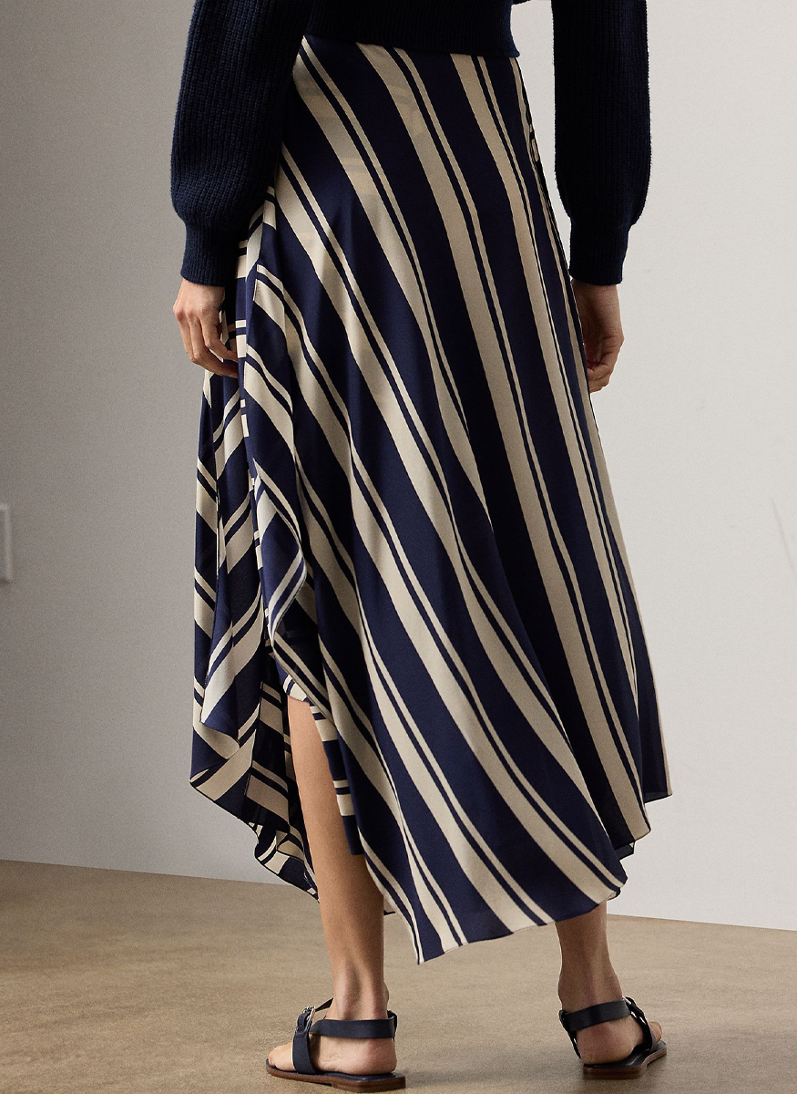 Tilda Striped Crepe De Chine Skirt - Ralph Lauren Collection