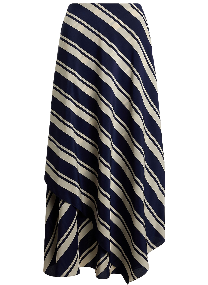 Tilda Striped Crepe De Chine Skirt