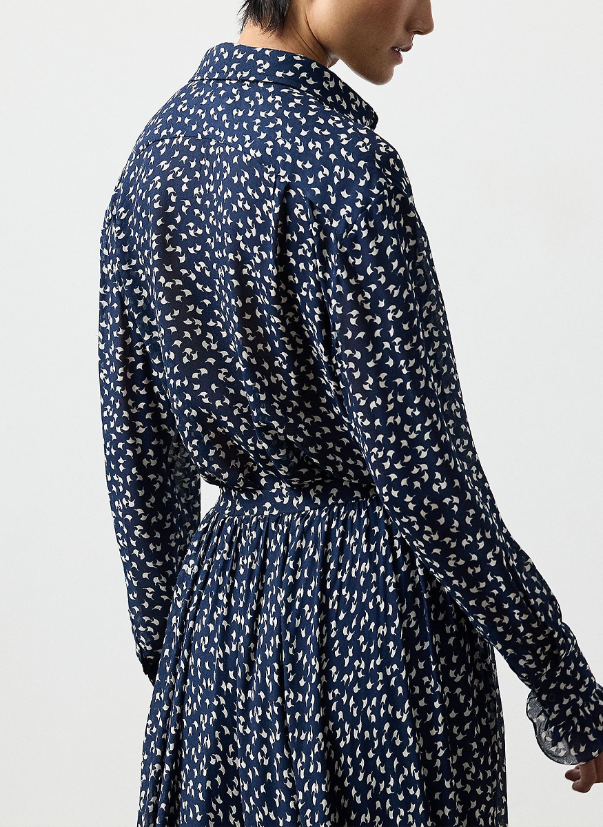 Addison Ruffle-Trim Geo-Print Shirt - Ralph Lauren Collection