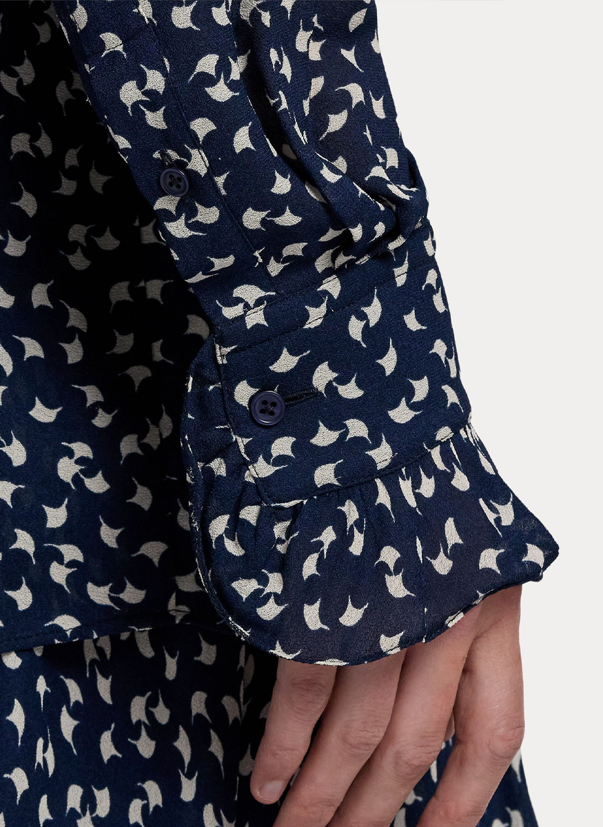 Addison Ruffle-Trim Geo-Print Shirt - Ralph Lauren Collection