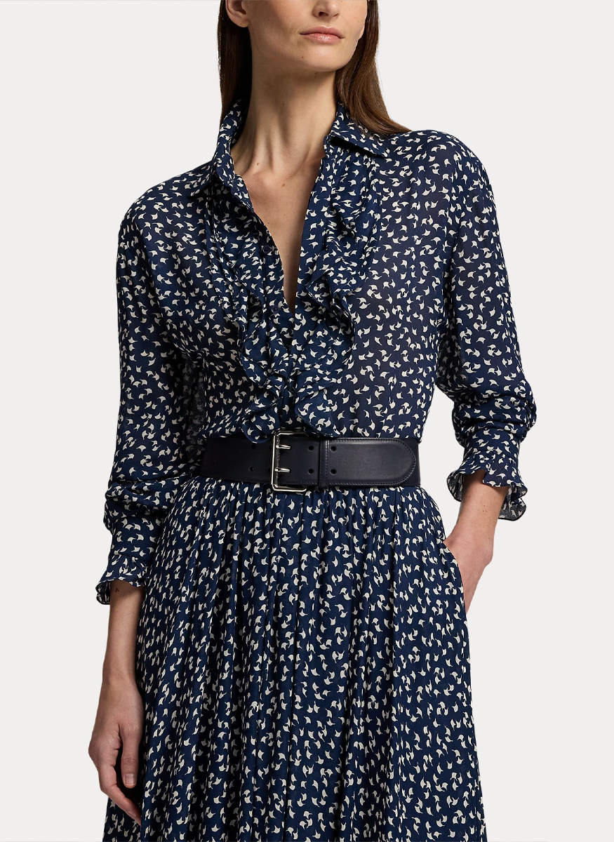 Addison Ruffle-Trim Geo-Print Shirt - Ralph Lauren Collection
