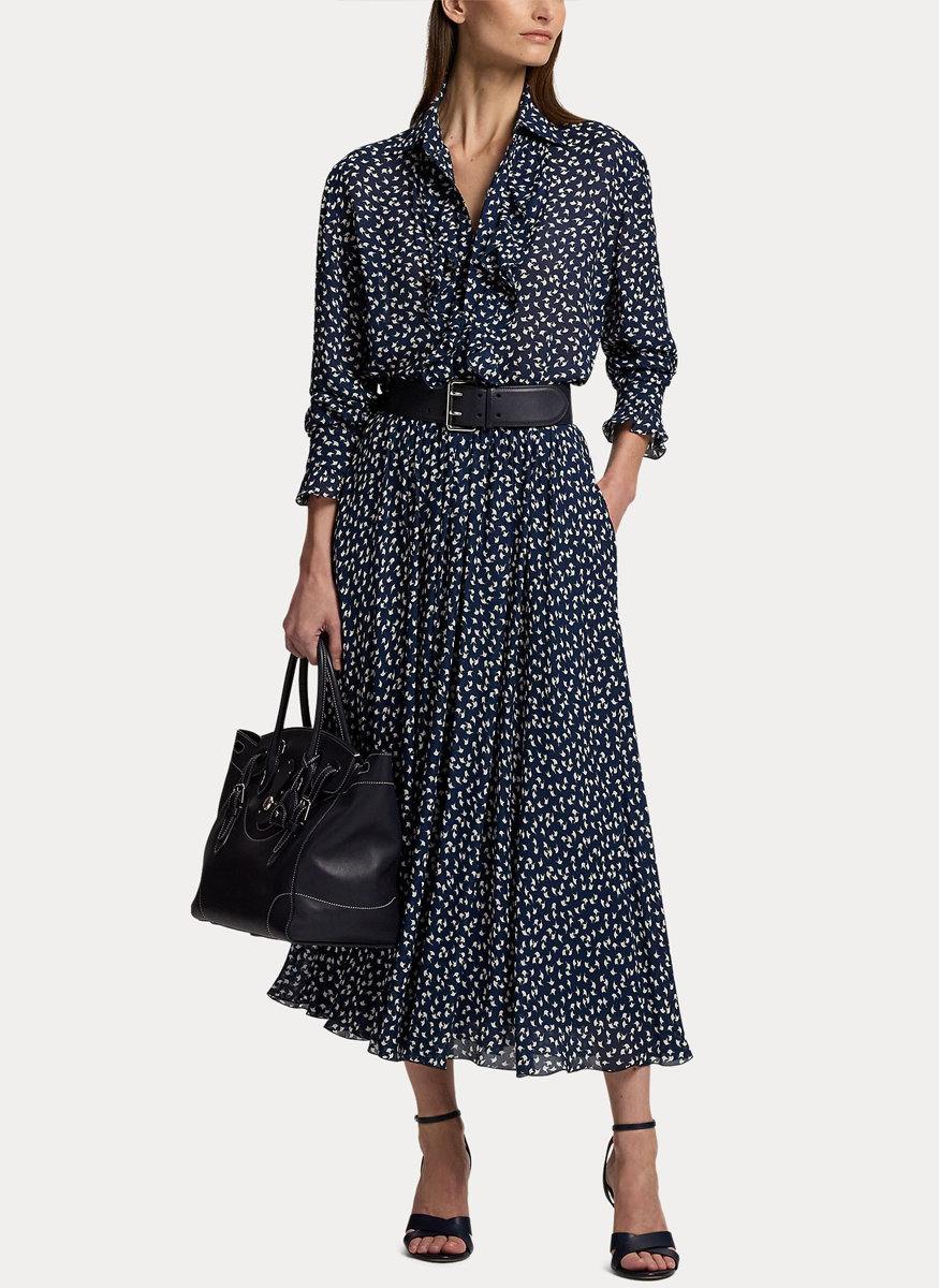 Addison Ruffle-Trim Geo-Print Shirt - Ralph Lauren Collection