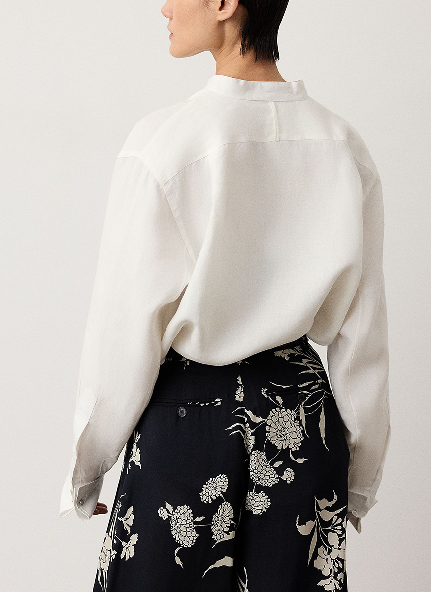 Kirstin Classic Linen Button Front Blouse - Ralph Lauren Collection