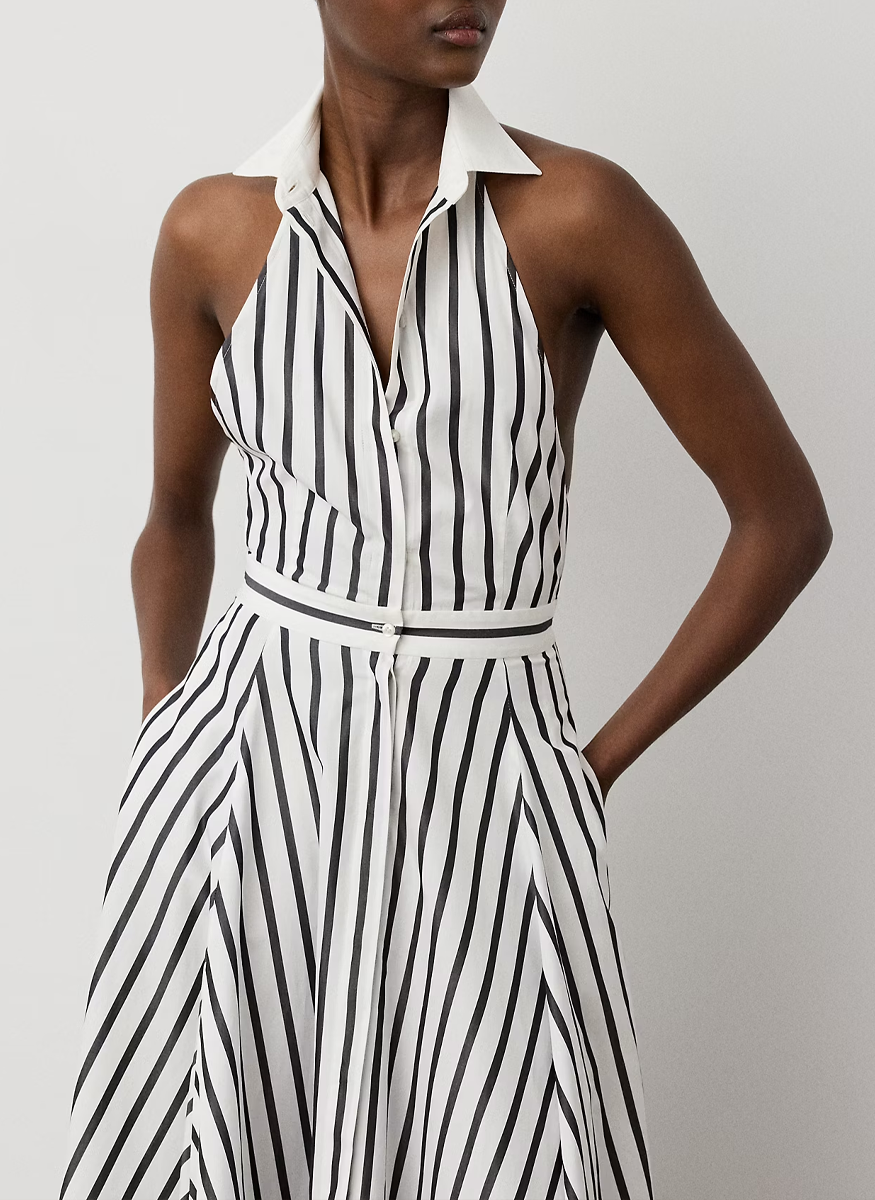 Eldred Striped Cotton Day Dress - Ralph Lauren Collection