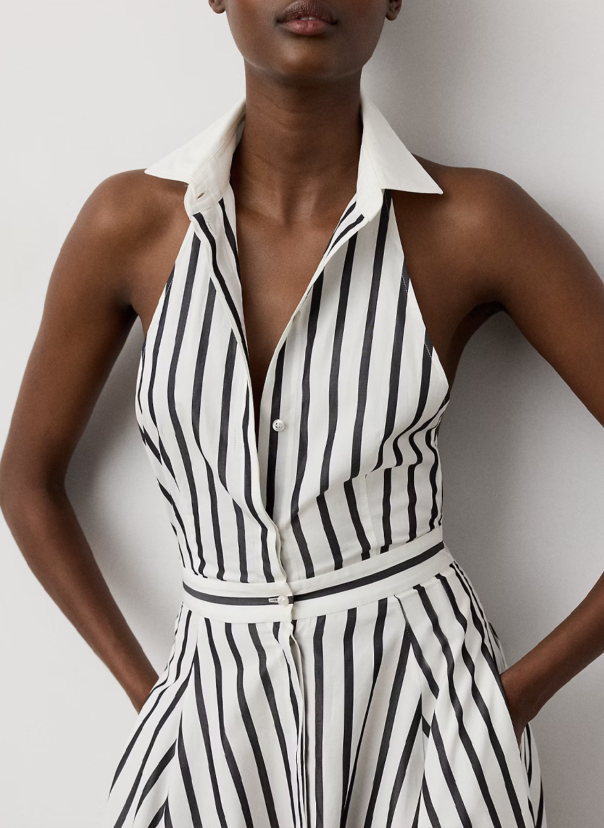 Eldred Striped Cotton Day Dress - Ralph Lauren Collection