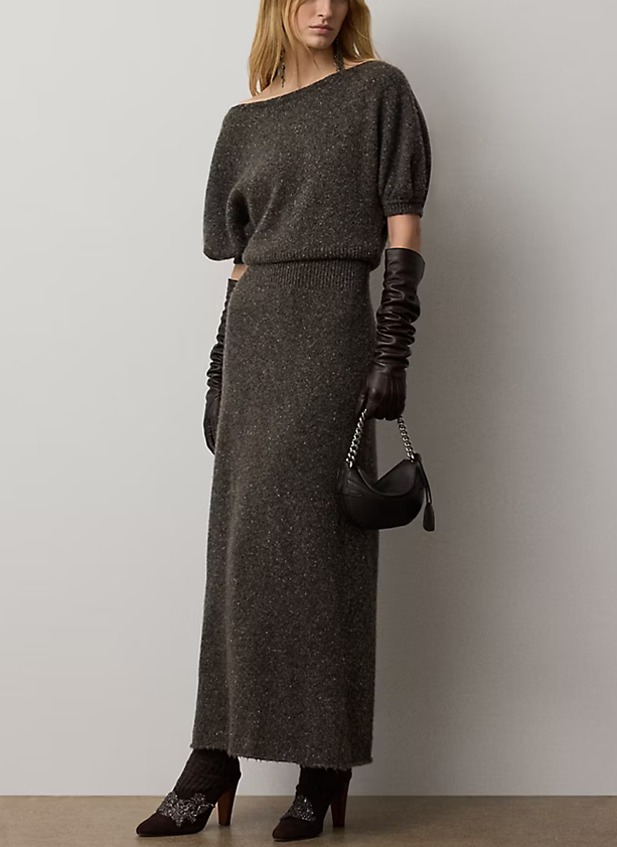 Cecie Cashmere-Blend Donegal Day Dress - Ralph Lauren Collection