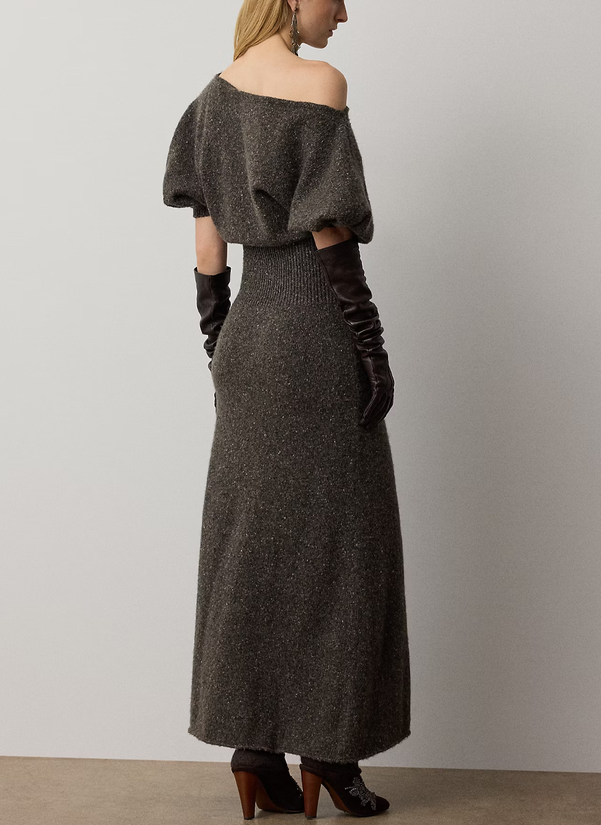 Cecie Cashmere-Blend Donegal Day Dress - Ralph Lauren Collection