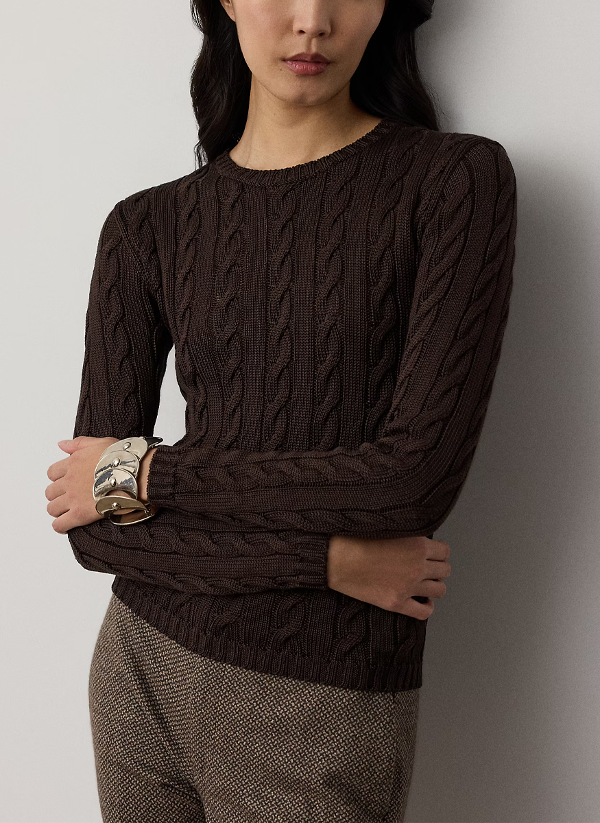 Cable-Knit Silk-Blend Crewneck Sweater - Ralph Lauren Collection