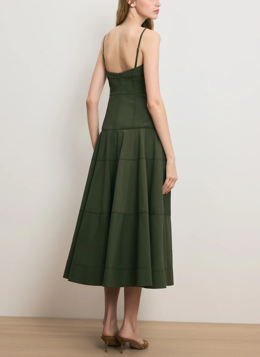 Ilona Midi Dress in Army Green - Veronica Beard