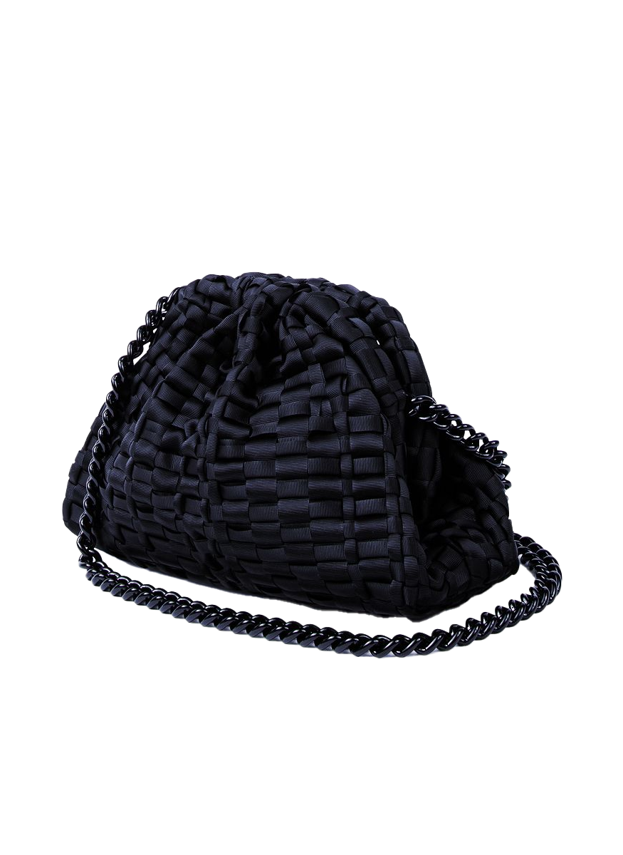 Mini Game Woven Ribbon Clutch with Chain