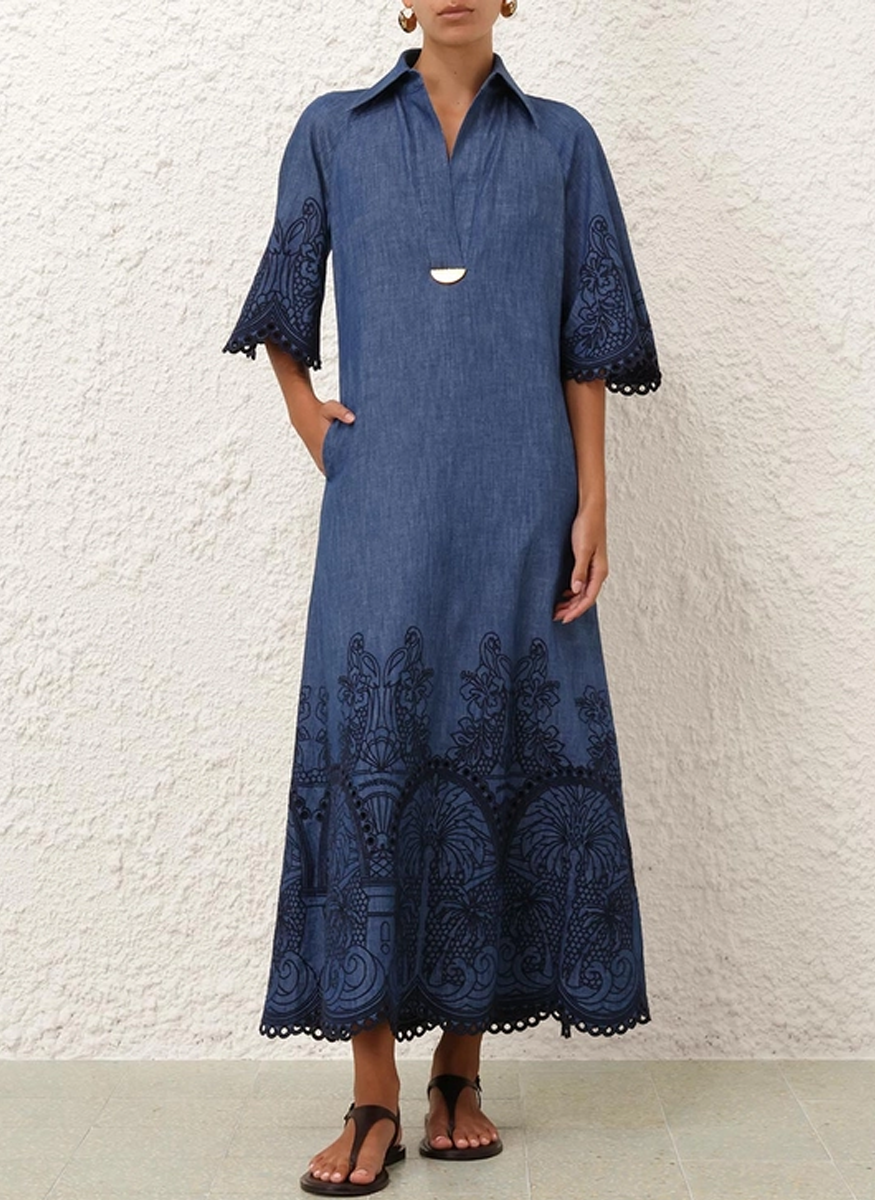 Coco Embroidered Denim Dress - Zimmermann