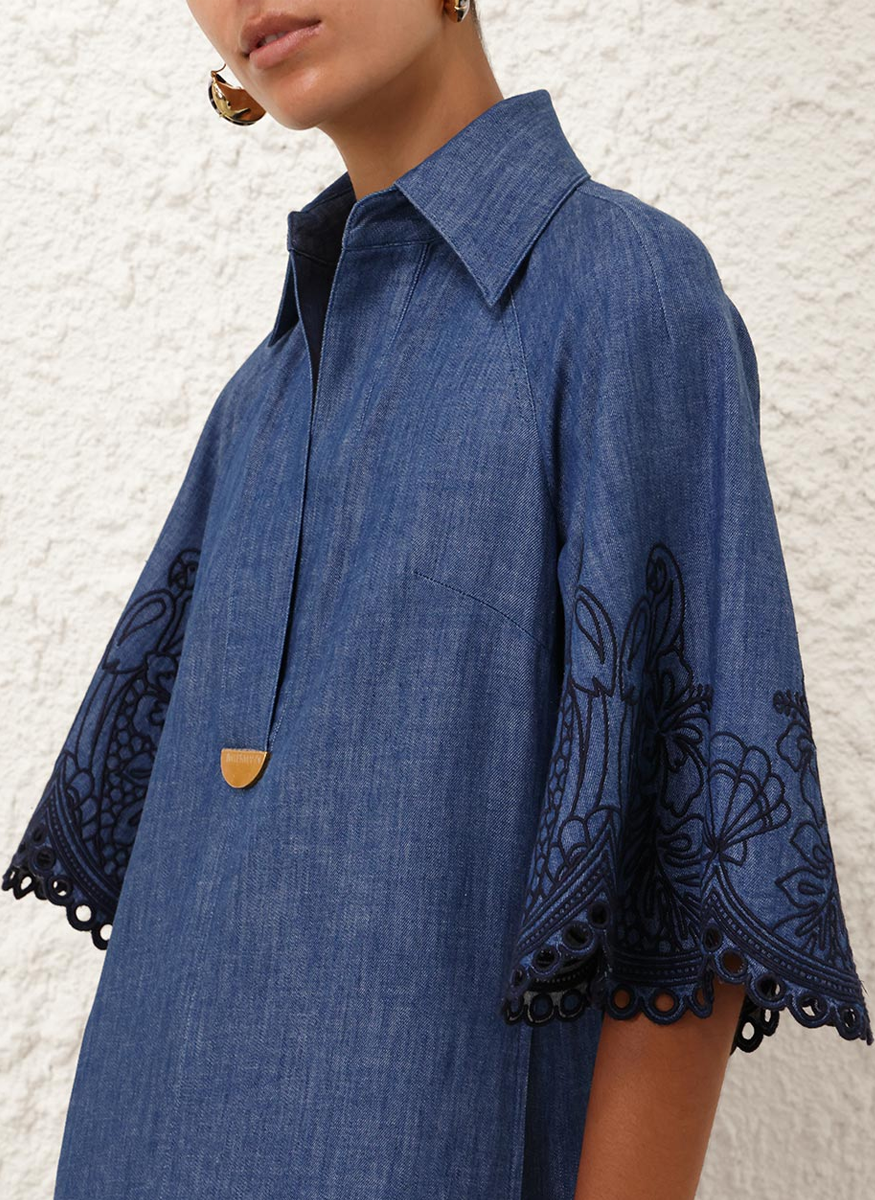 Coco Embroidered Denim Dress - Zimmermann