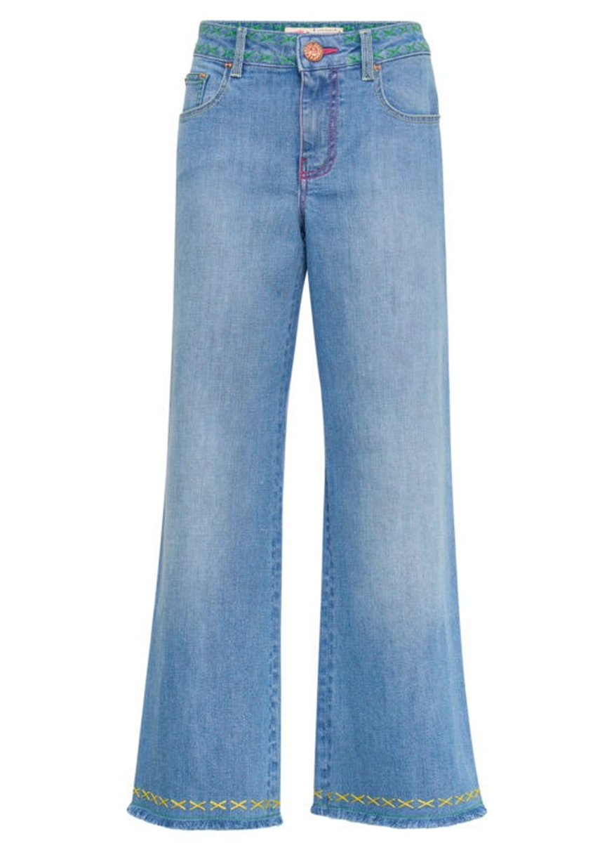 Wide Leg Cropped Jean with Contrast Stitch Detail