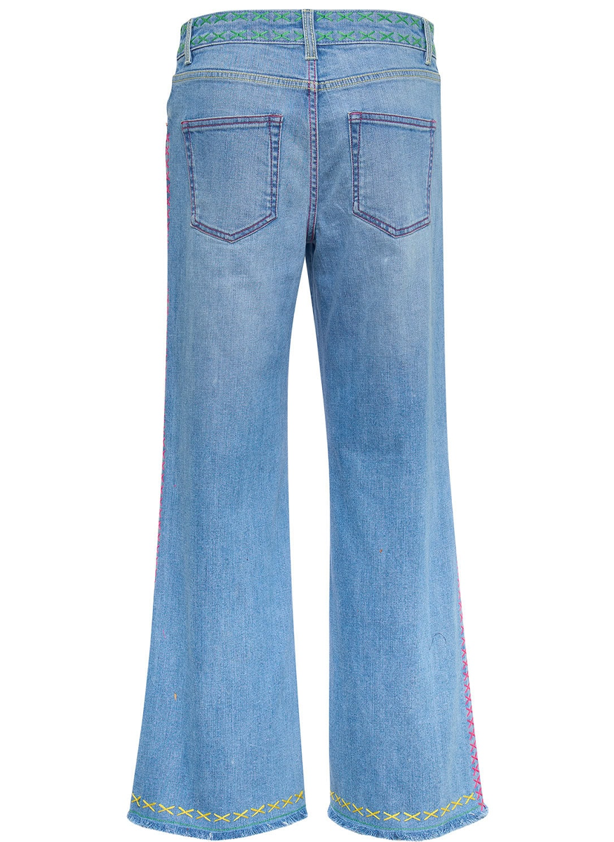 Wide Leg Cropped Jean with Contrast Stitch Detail