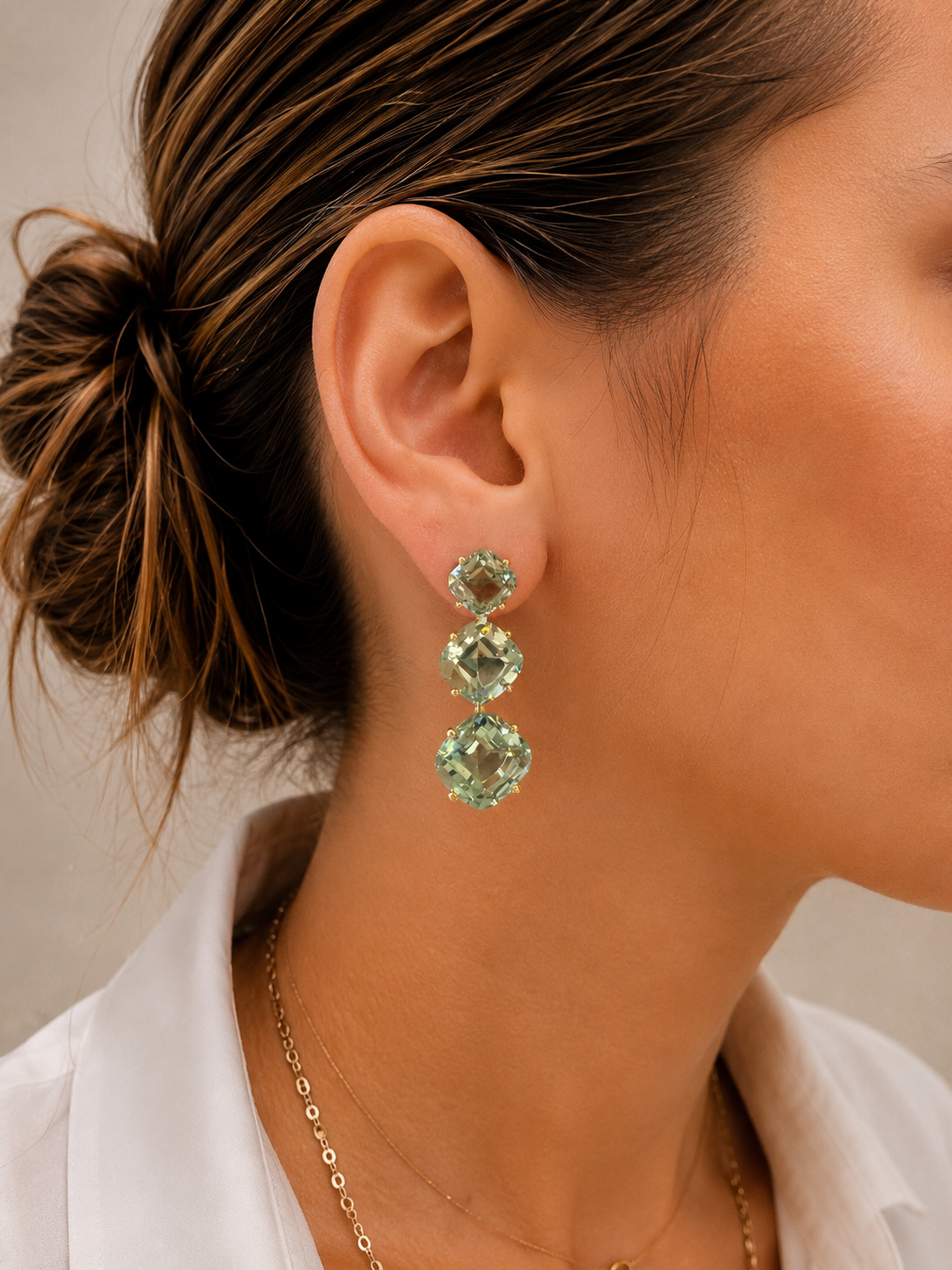 Gossip 3Tier Prasiolite Earrings
