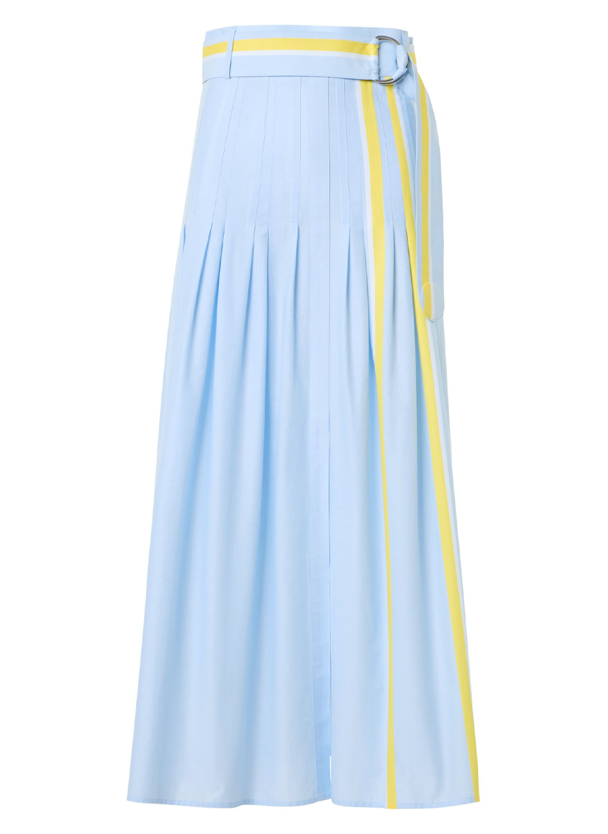 Stripped Cotton Chambre Midi Skirt