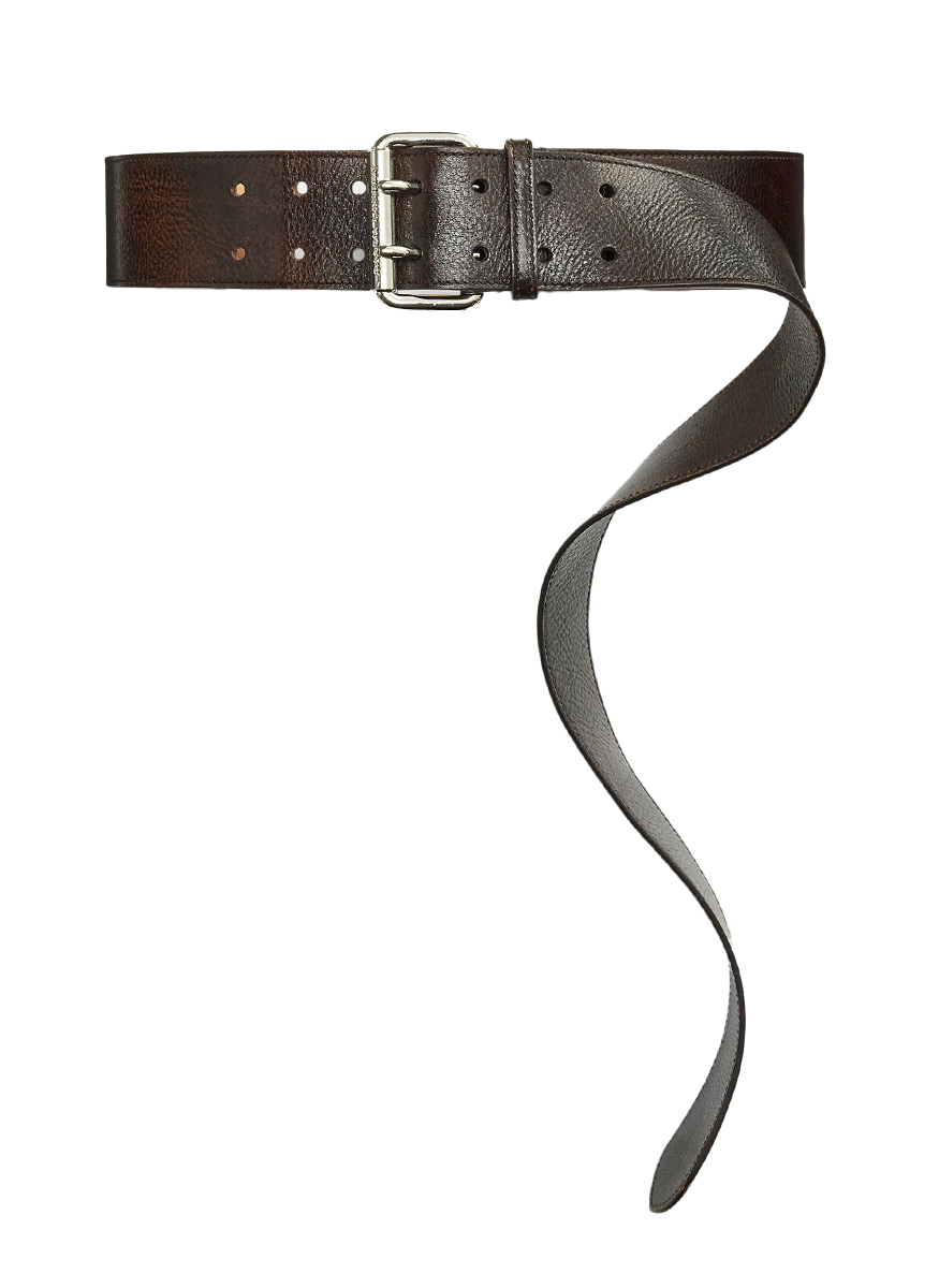 Distressed Double-Prong Long Belt - Ralph Lauren Collection