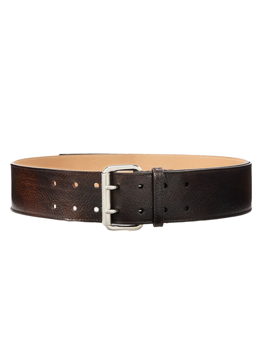 Distressed Double-Prong Long Belt - Ralph Lauren Collection