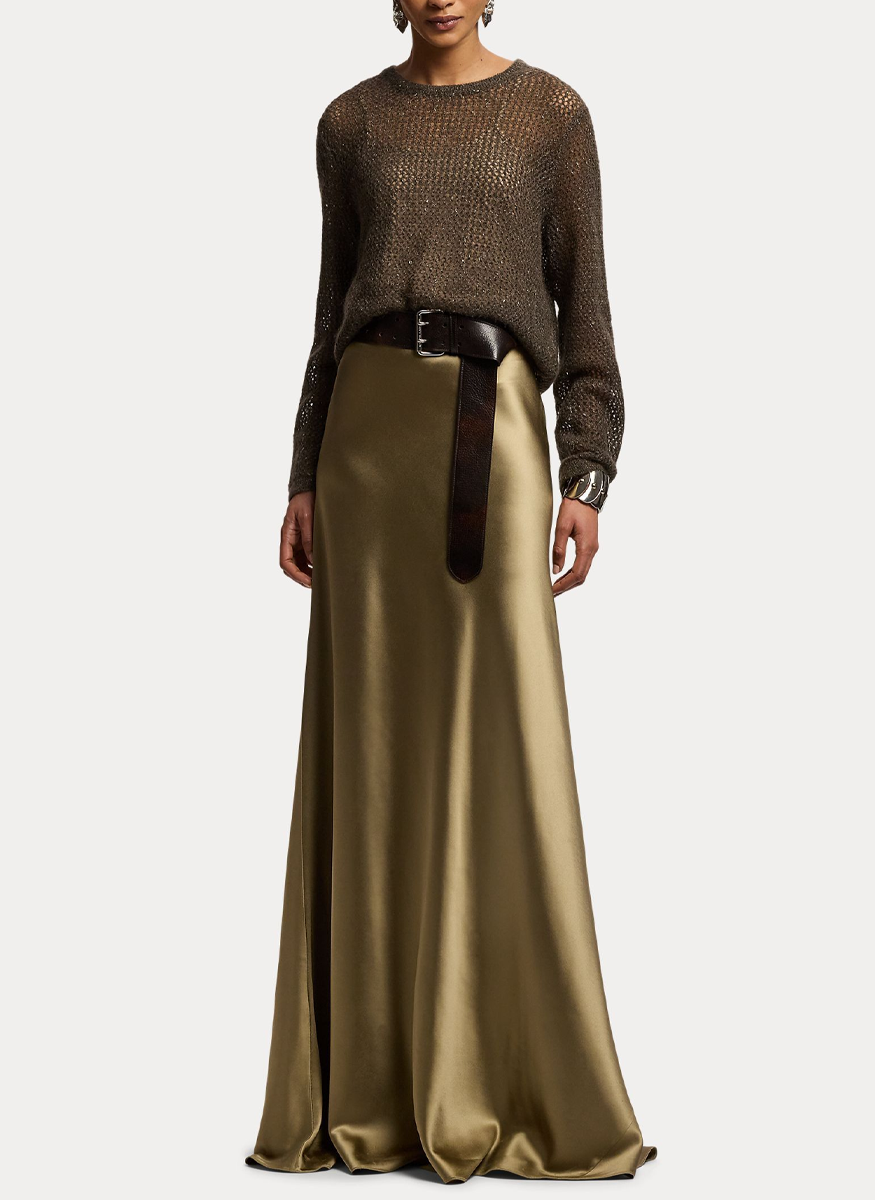 Distressed Double-Prong Long Belt - Ralph Lauren Collection