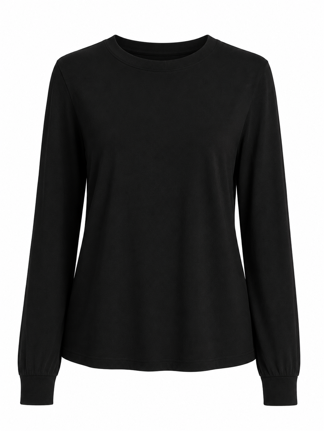 Superfine Light Weight Crew Sweater in Black