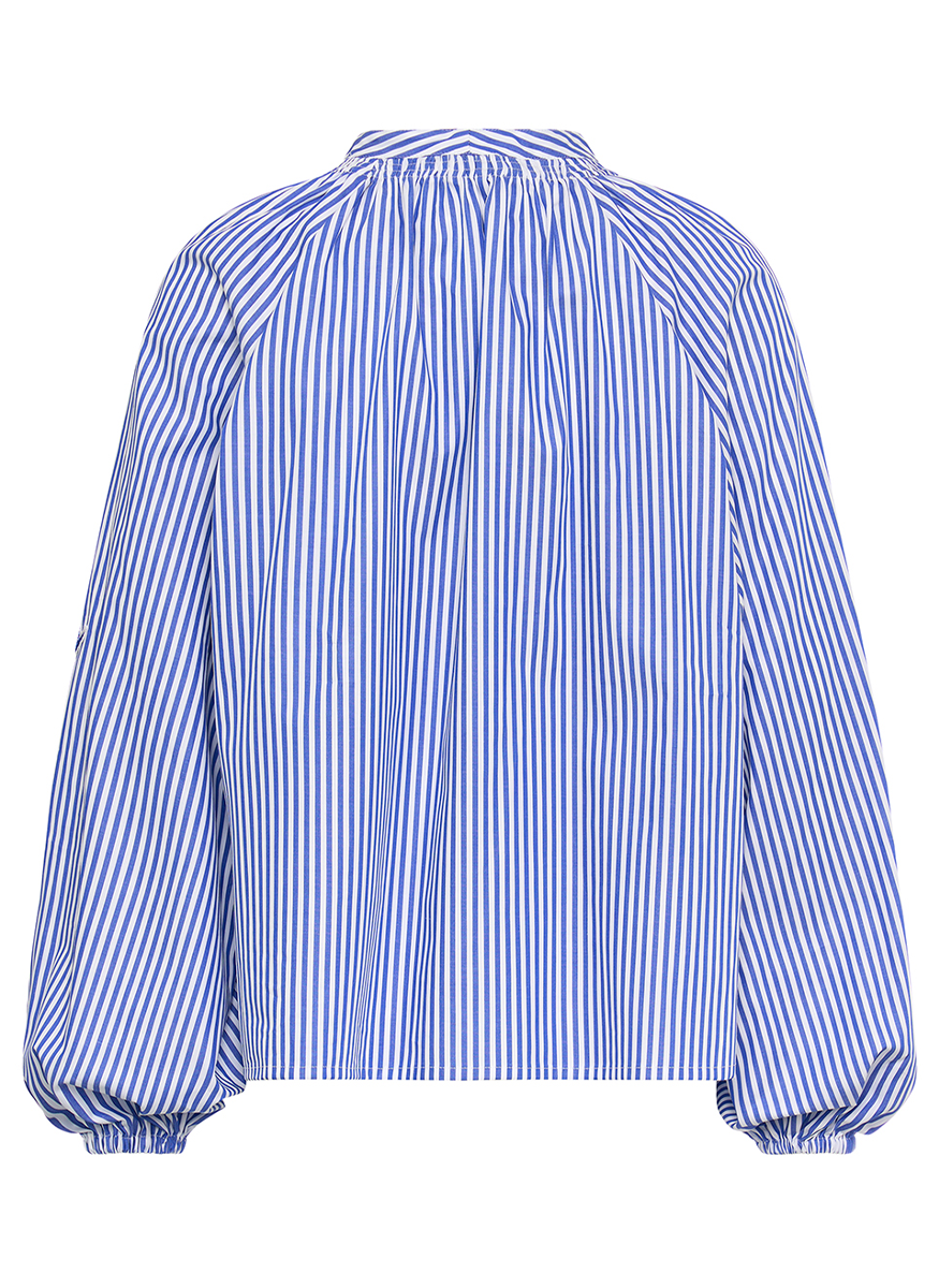 Stripe Cotton Blouse with Nautical Print