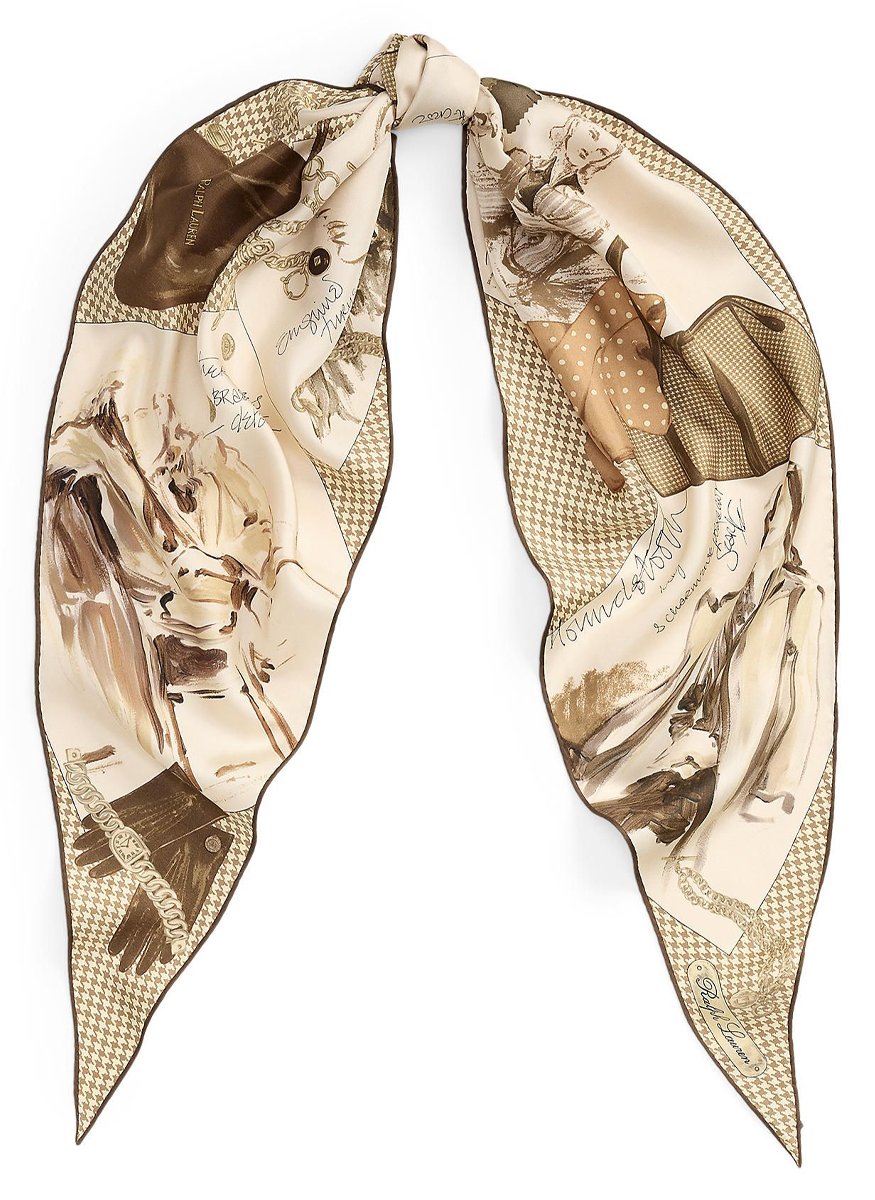 Diary-Print Silk Twill Diamond Scarf - Ralph Lauren Collection