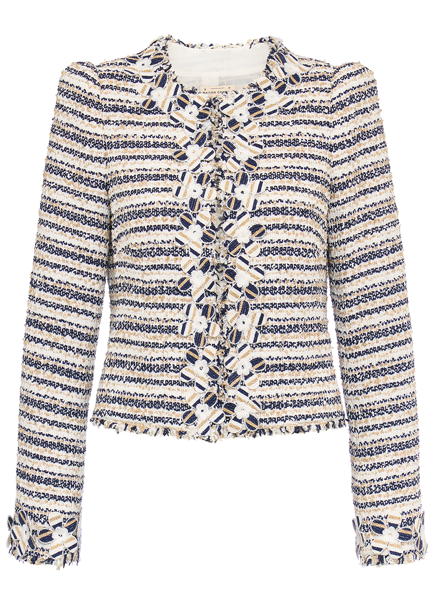 Multi Tweed Jacket with Floral Embroidery