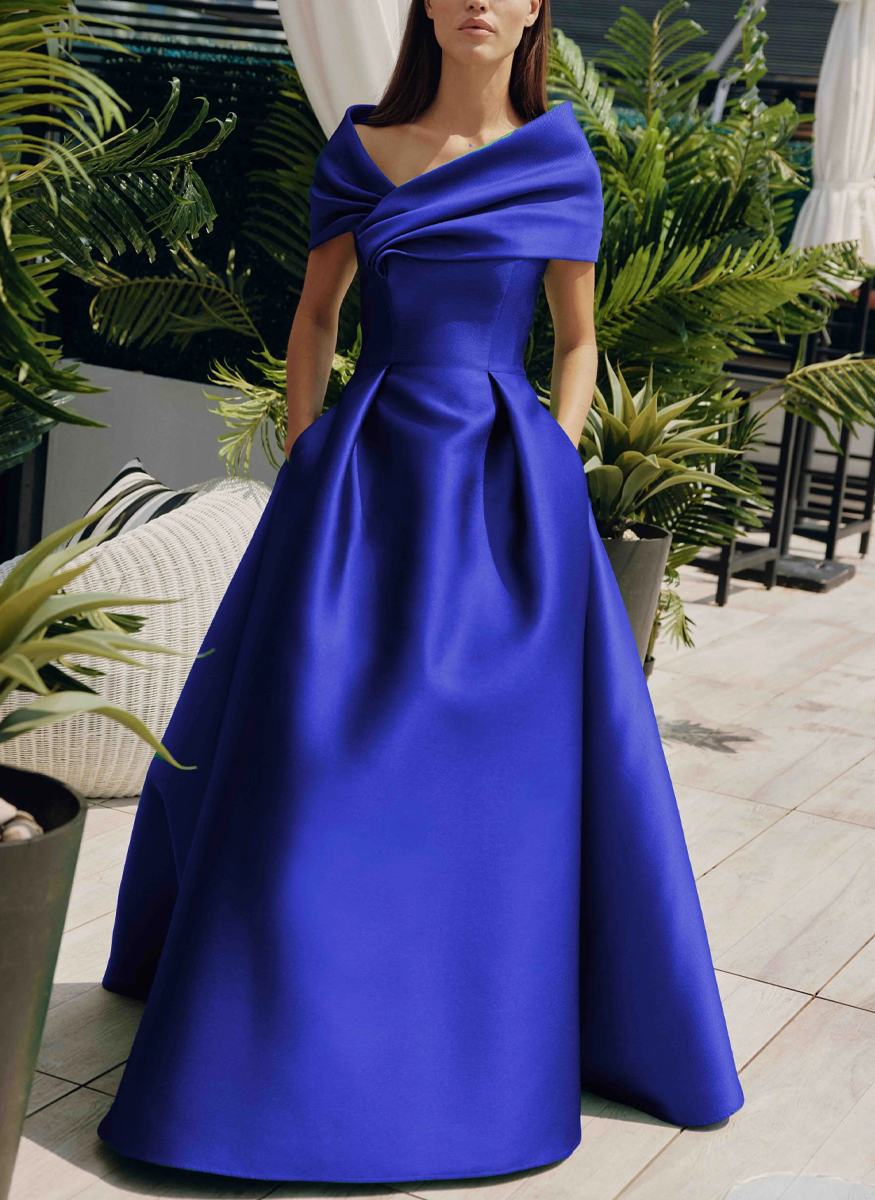Off The Shoulder Gown with Draped Collar