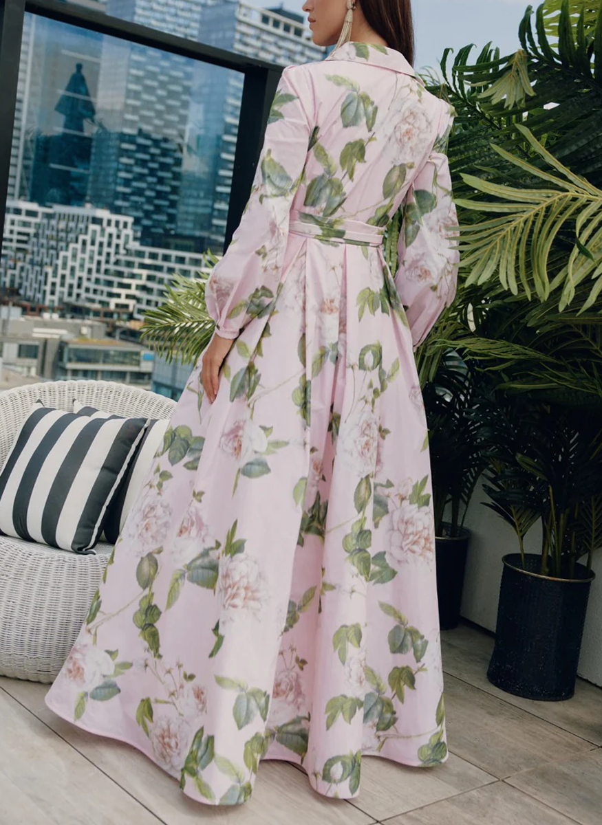 Shirtdress Gown in Pink