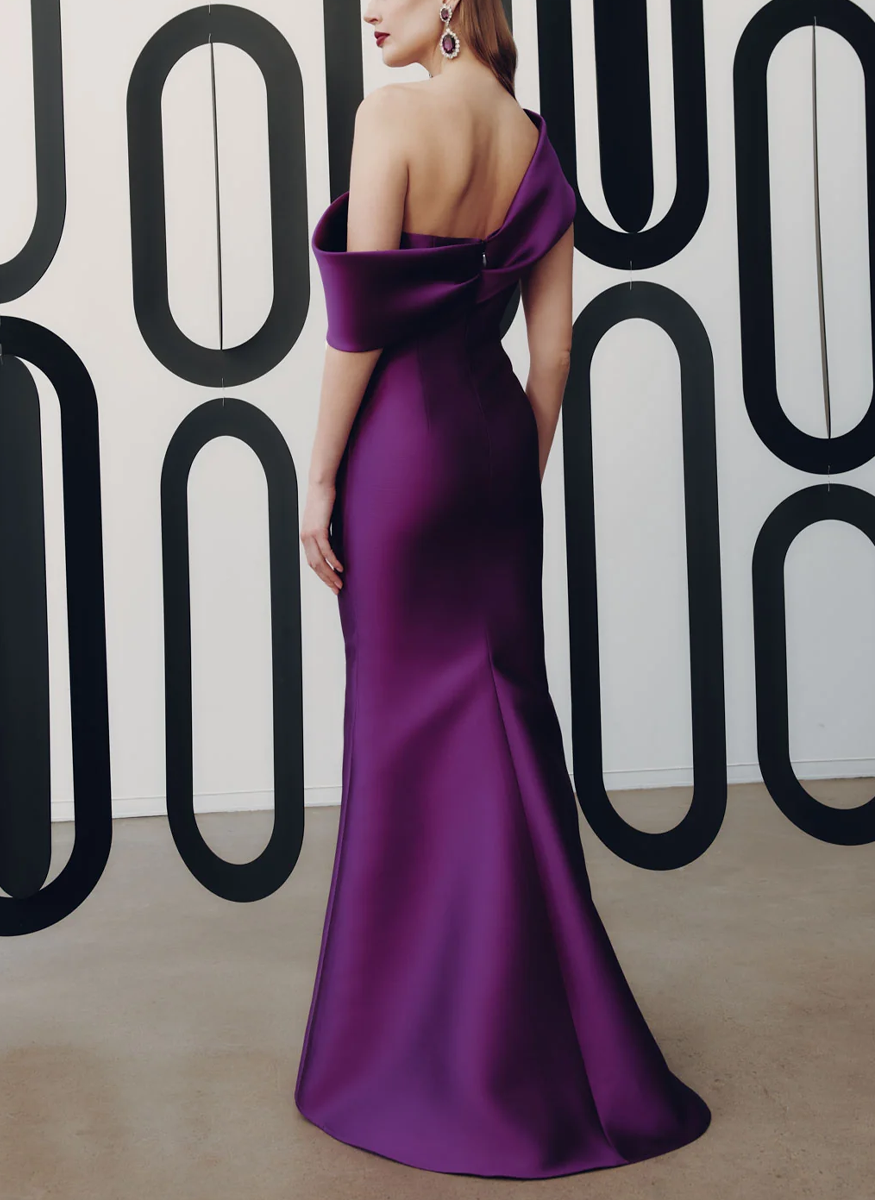 Off the Shoulder Gown with Asymmetrical Collar