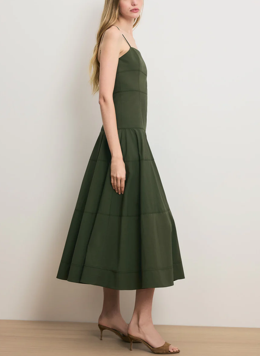 Ilona Midi Dress in Army Green - Veronica Beard