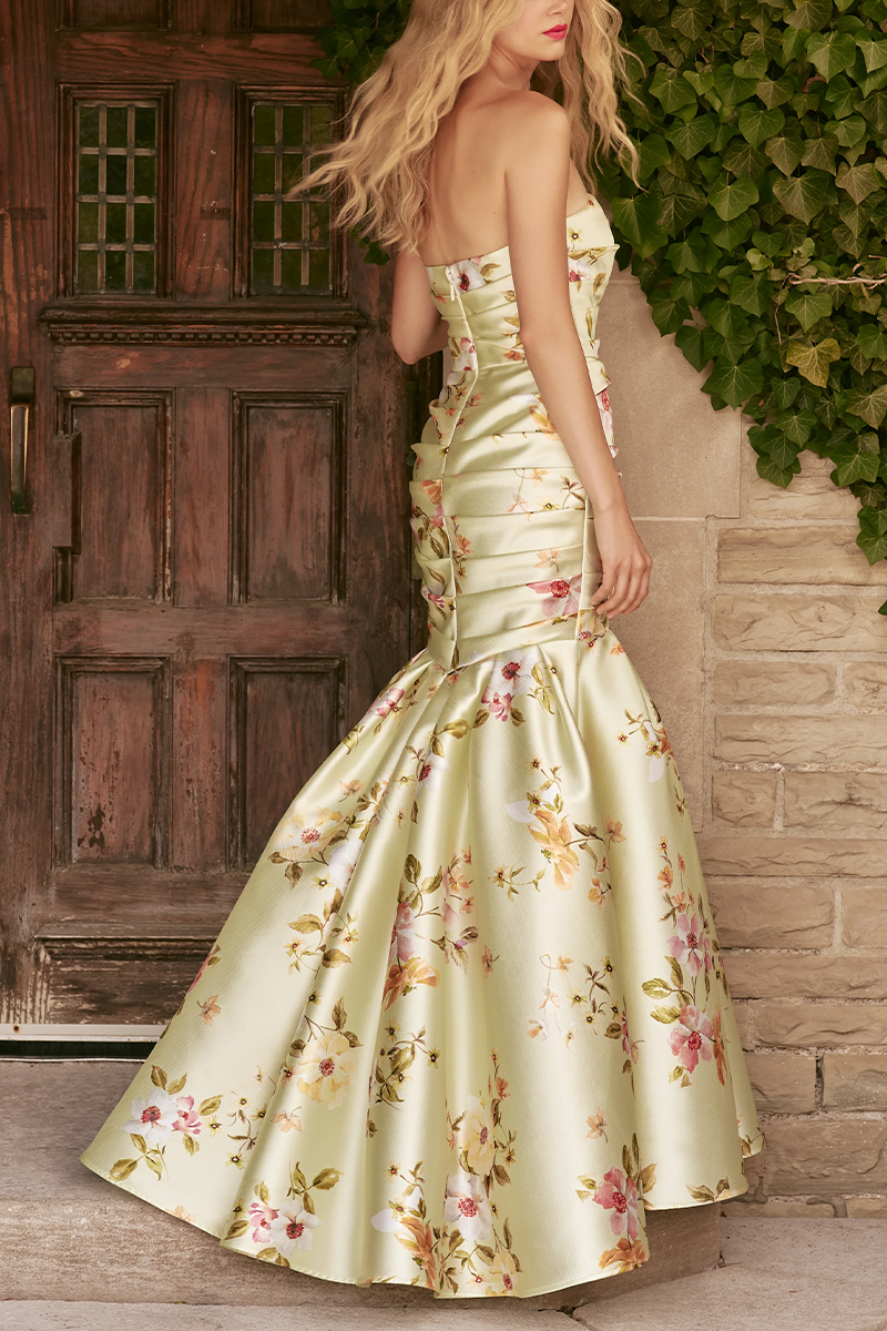 Strapless Gown with Draped Bodice