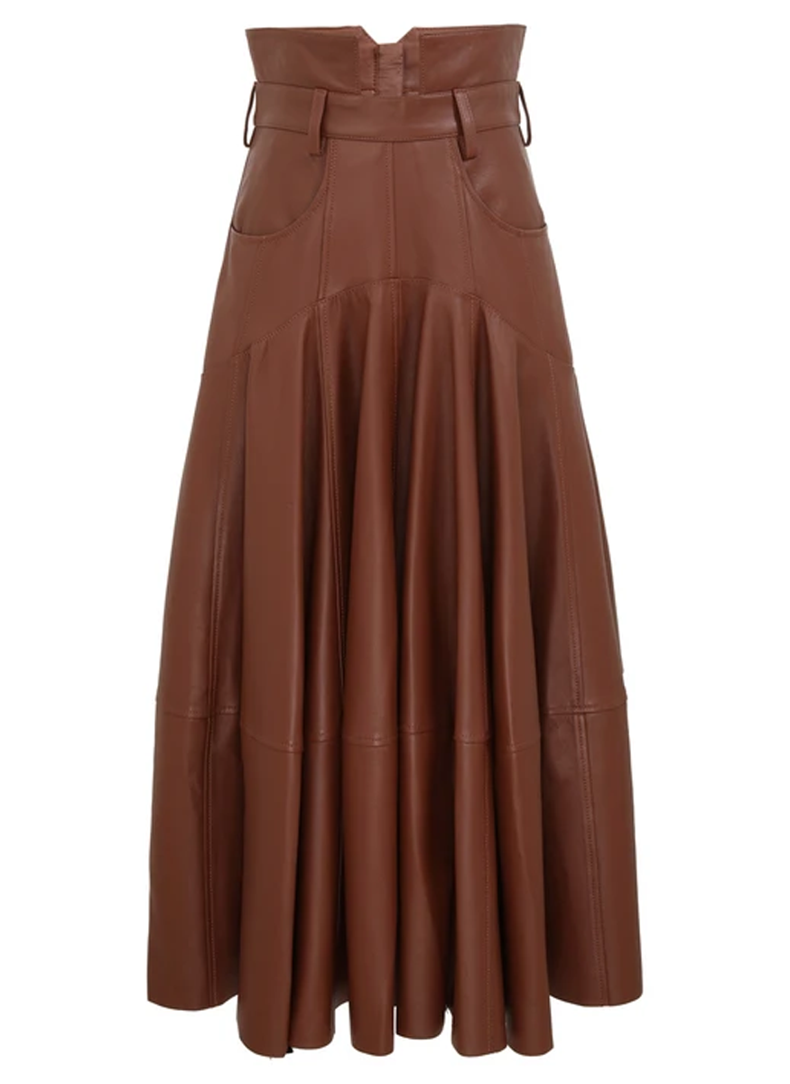 Hypnotic Leather Midi Skirt