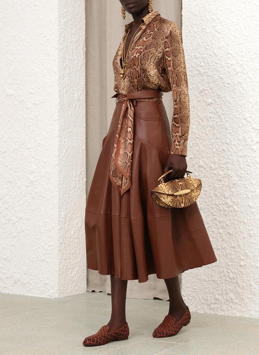 Hypnotic Leather Midi Skirt - Zimmermann